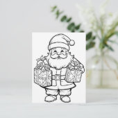 Carte Postale Coloriage enfants Santa festif  (Debout devant)