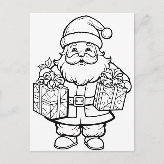 Carte Postale Coloriage enfants Santa festif  (Devant)