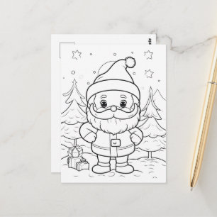 Carte Postale Coloriage Festive Père Noël pour enfants
