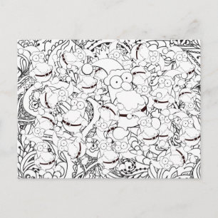 Carte Postale Coloriage Noël Père Noël Mandala Abstrait