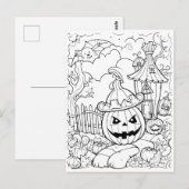 Carte Postale Colorie ta propre lanterne de citrouille (Devant / Derrière)