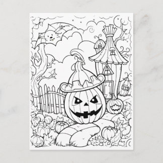 Carte Postale Colorie ta propre lanterne de citrouille