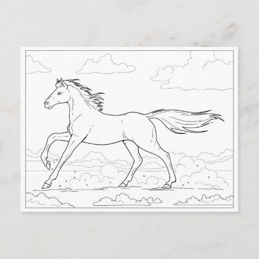Carte Postale Colorier Horse Gallop (Devant)