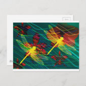 Carte Postale Coloris de libellules jaunes (Devant / Derrière)