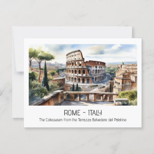 Carte Postale Colosseum aquarelle Rome attraction touristique cu