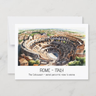 Carte Postale Colosseum aquarelle vue aérienne Rome momento