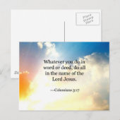 Carte Postale Colossien 3:17, Écriture biblique chrétienne (Devant / Derrière)