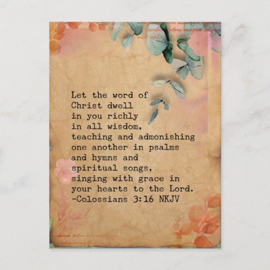 Carte Postale Colossiens 3:16 NKJ Bible Verse Image (Devant)