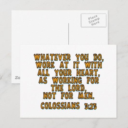 Carte Postale Colossiens 3:23 (Devant / Derrière)