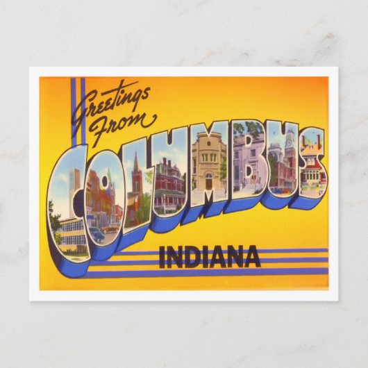 Carte postale Columbus, Indiana Vintage Big Letter (Devant)