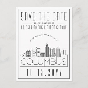 Carte Postale Columbus Mariage Deco Skyline Enregistrer la date