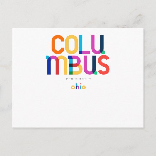 Carte Postale Columbus Ohio Mid Century, Pop Art, (Devant)