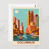 Carte Postale Columbus, Scioto River, Ohio, Voyage (Devant / Derrière)