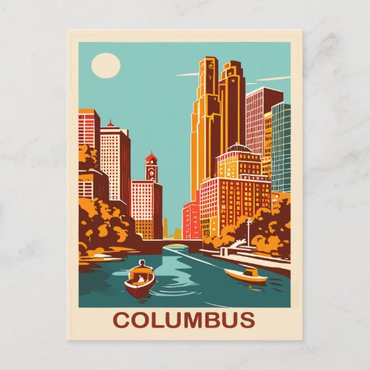 Carte Postale Columbus, Scioto River, Ohio, Voyage (Devant)