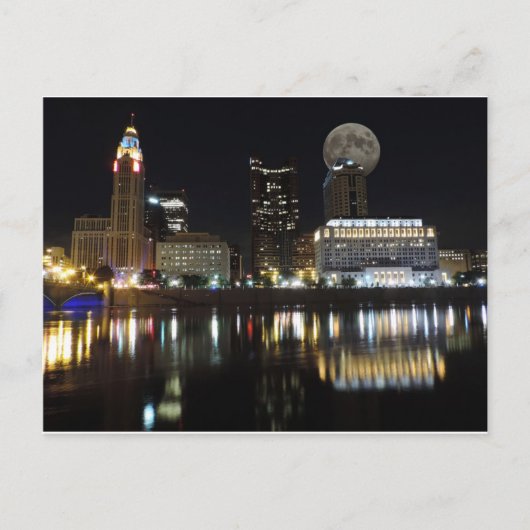 Carte Postale Columbus Skyline avec la Lune (Devant)