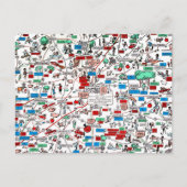 Carte Postale Columbus Springfield Newark retro 60s cartoon map (Devant)