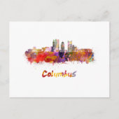 Carte Postale Columbus V2 skyline in watercolor (Devant)