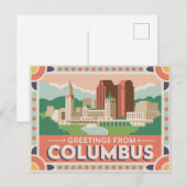 Carte postale Columbus vintage | Salutations de (Devant / Derrière)