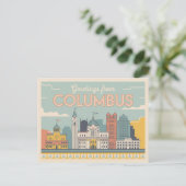 Carte postale Columbus vintage | Salutations de (Debout devant)