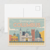 Carte postale Columbus vintage | Salutations de (Devant / Derrière)