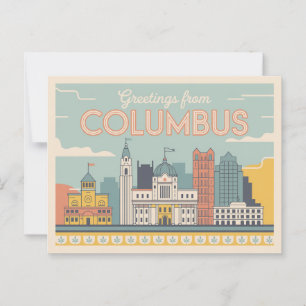 Carte postale Columbus vintage   Salutations de