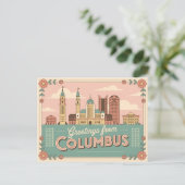 Carte postale Columbus vintage | Salutations de (Debout devant)