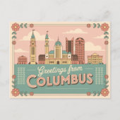Carte postale Columbus vintage | Salutations de (Devant)