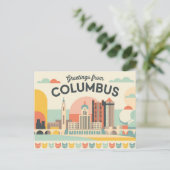 Carte postale Columbus vintage | Salutations de (Debout devant)