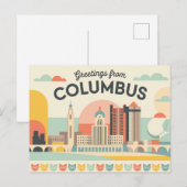 Carte postale Columbus vintage | Salutations de (Devant / Derrière)