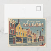 Carte postale Columbus vintage | Salutations de (Devant / Derrière)