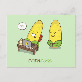 Carte Postale Coma alimentaire amusant Concuss de maïs Humour