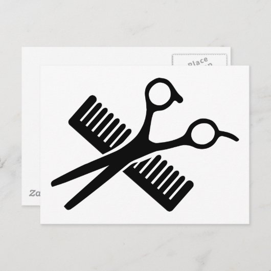 Carte Postale Comb et ciseaux (Devant / Derrière)