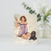 Carte Postale Combat de polochons Pin Up (Debout devant)