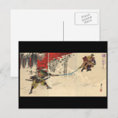 Carte Postale Combat de Samurai dans la neige vers 1890 (Devant / Derrière)