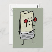 Carte Postale Combattant de Burrito avec des gants de boxe rouge (Devant / Derrière)