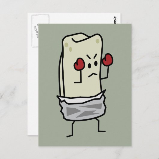 Carte Postale Combattant de Burrito avec des gants de boxe rouge (Devant / Derrière)