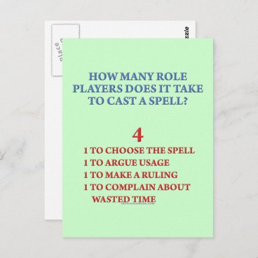 Carte Postale Combien de joueurs pour lancer un sort (Devant / Derrière)