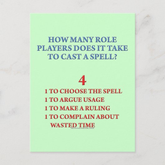 Carte Postale Combien de joueurs pour lancer un sort (Devant)