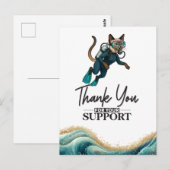 Carte Postale Combinaison de plongée bleue Scuba Cat (Devant / Derrière)