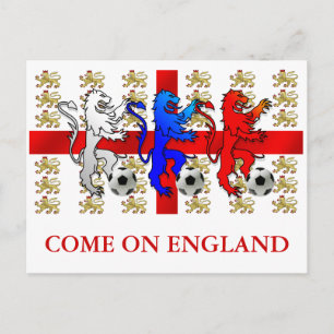 Carte Postale Come On England Three Lions