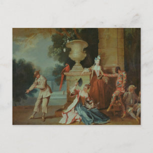 Carte Postale Comédiens italiens dans un parc, c.1725