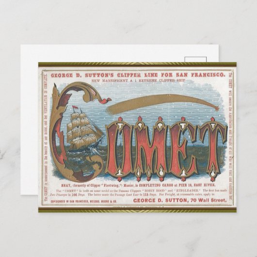 Carte Postale Comète Clipper (Devant / Derrière)