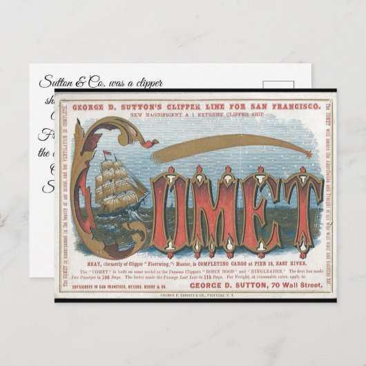 Carte Postale Comète Clipper (Devant / Derrière)