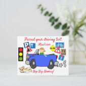 Carte Postale Comic a réussi votre test de conduite personnalisé (Debout devant)