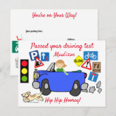 Carte Postale Comic a réussi votre test de conduite personnalisé (Devant / Derrière)