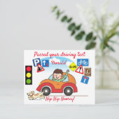 Carte Postale Comic a réussi votre test de conduite personnalisé (Debout devant)