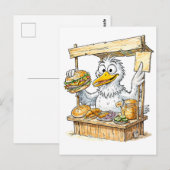 Carte Postale Comic Bird at Fish Stand (Devant / Derrière)