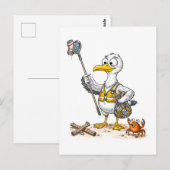 Carte Postale Comic Bird Beach Cleanup Crew (Devant / Derrière)