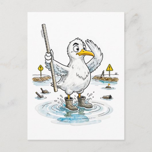 Carte Postale Comic Bird Flood Gauge Duty (Devant)