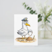 Carte Postale Comic Bird Worm Inspector (Debout devant)